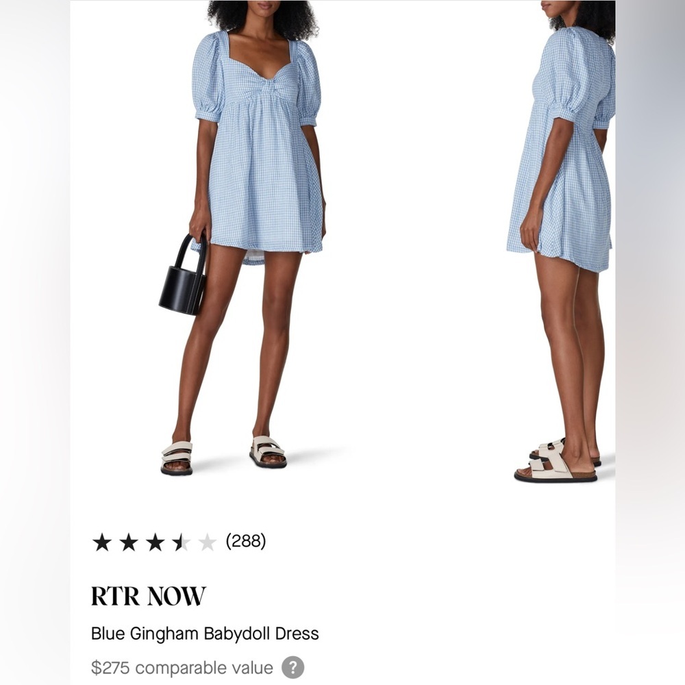 RTR NOW Blue Gingham Babydoll Dress